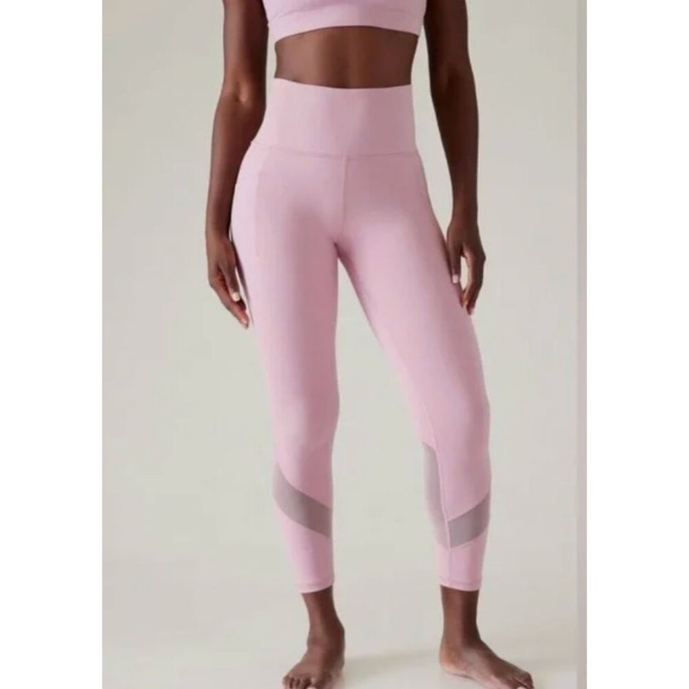 NWT Athleta Salutation Stash Mesh Tight Pink High Rise Size XL $119 [jb]
